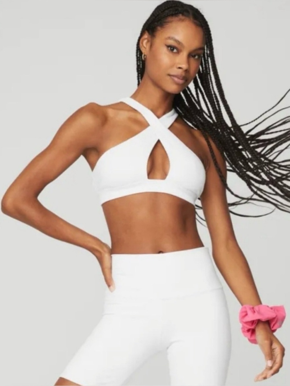 Malo White Cross-Back Athletic Bra